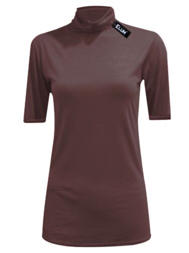 Neu Damen Polo Kurzarm Oberteil hochgeschlossen 3/4 Ärmel Rollkragen T-Shirt Oberteil - Bild 15 von 20