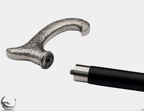 Solid Brass Chrome Finish derby head handle black wooden walking stick designer - Picture 1 of 9