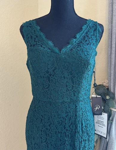 ADRIANNA PAPELL Emerald Green Lace Full-Length Mermaid Dress SIZE 6 $219 NEW NWT - Picture 3 of 11