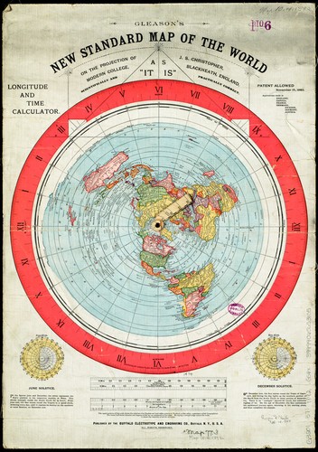 HEAVY DUTY 5f/t PVC POSTER PRINT: FLAT EARTH GLEASON'S NEW STANDARD WORLD MAP - Picture 6 of 7