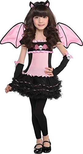 Amscan Mädchen Fledermaus bis auf die Knochen Fledermaus Kostüm - Medium (8-10) - Neu mit Etikett - Bild 1 von 1