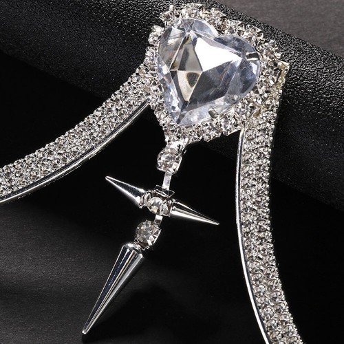Sujetador con soporte para el pecho cadena mujeres joyería corporal sexy estrás corazón collar sujetadores - Imagen 3 de 8