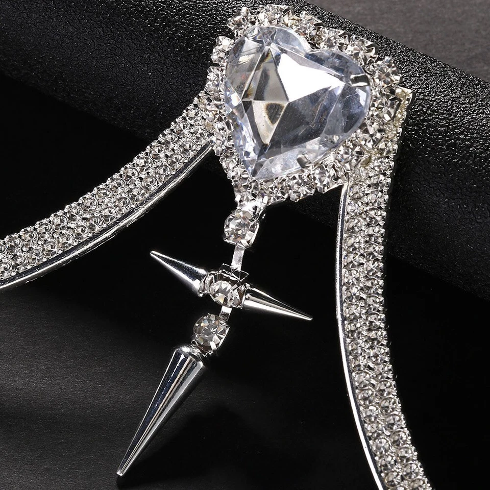 Chest Bracket Bra Chain Women Body Jewelry Sexy Rhinestone Heart Necklace Bras - Image 3 of 4