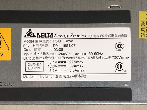 NIOB IBM 22R3807 DS6000 736W Server Power Supply DS6800/1750 Delta D0111984-07 - Picture 6 of 11