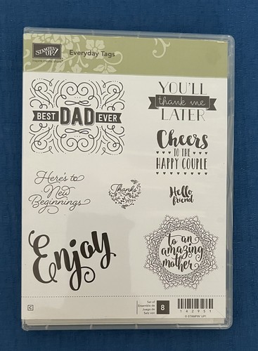 STAMPIN’ UP! • EVERYDAY TAGS • 8 STAMP SET • Best Dad, Amazing Mom, Happy Couple