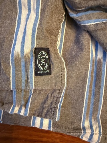 Todd Snyder Shirt Mens XL Brown W/ Blue Lines Button Up Short Sleeve RN 98689 - Picture 4 of 6