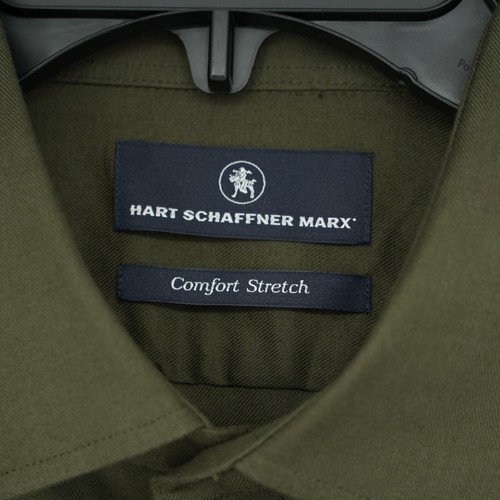 Hart Schaffner Marx Men's Long Sleeve Shirt L Olive Green 100% Cotton NWT $89.50 - Picture 4 of 11