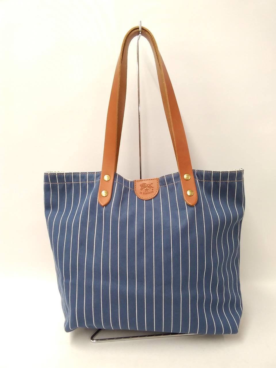 Il Bisonte Bl Wh Striped Canvas Tote Bag 6Qb59