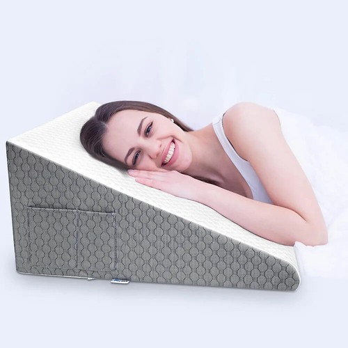 Almohada de cuña para dormir reflujo ácido después del triángulo almohada elevada espuma viscoelástica - Imagen 8 de 24