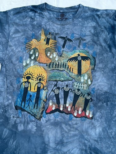 VINTAGE The Mountain Ginny Hogan Native Spirit Tribal Tie Dye T shirt XL - Picture 2 of 5