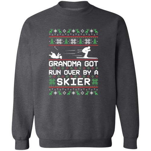 Esquiador Esquí Abuela Got Run Over Fea Navidad Suéter Cuello Redondo Sudadera - Imagen 7 de 14