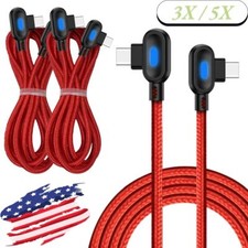 3/5 Pcs 90 Degree Right Angle USB C to Type C Cable PD 60W 3A Fast Charging Cord