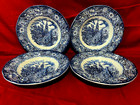 Liberty Blue Old North Church Colonial Scenes Set Of 4 Rimmed Soup Bowls 8 1/2"