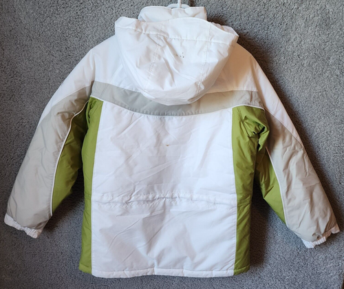 Columbia Kids Hooded Zip Up Puffer Winter Jacket White/Green XG5034 Youth 14/16 - Picture 15 of 21