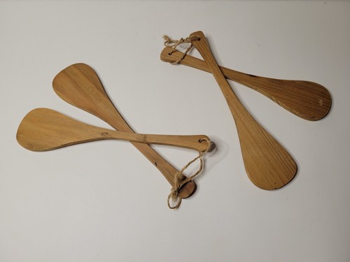 Wooden Set Pair Canoe Boat Paddles Wall Hang Table Top Shelves Cabin Rustic Lake - Picture 11 of 12