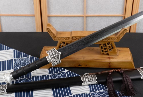 Silvery Fittings Chinese Warring States Sword Of Goujian Folded Steel Blade - Picture 10 of 12