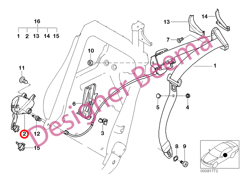 BMW 3 E93 Front Right Seat Belt Coupler Mechanism 52109113982  