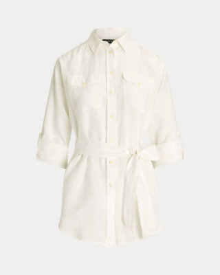 NWT RALPH LAUREN Roll tab Sleeve Belted Linen Utility Pocket