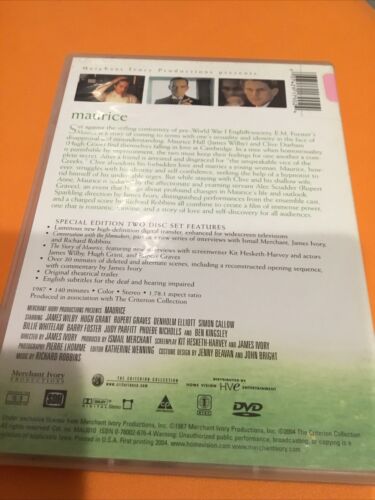 Maurice (DVD, 1987) Merchant Ivory Collection Ex-library - Picture 2 of 2