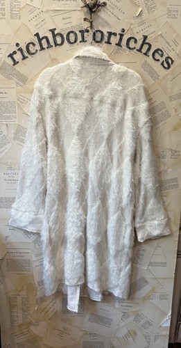 Free People David Cardi Jacket Furry Diamond Knit Pattern Longline Ivory L NWT - Picture 6 of 6