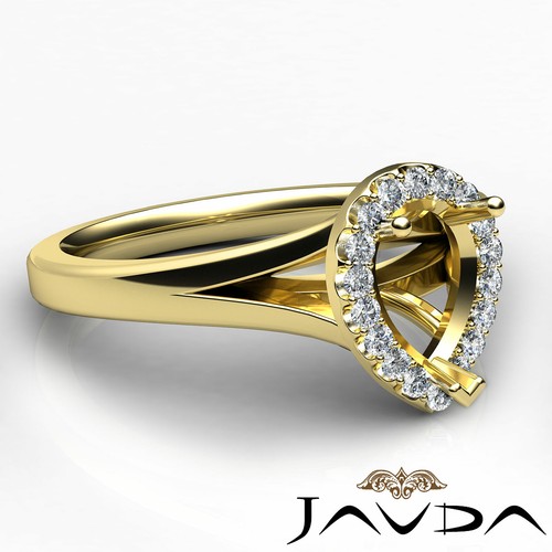 Pear Diamond Wedding Engagement Semi Mount Halo Pave Setting Ring 0.20Ctw. - Picture 28 of 29