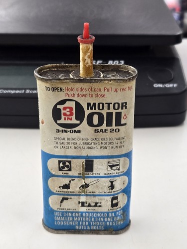 Vintage 3-In-One Motor Oil Multicolored 3 Fl. Oz. Oil Can - Picture 3 of 7