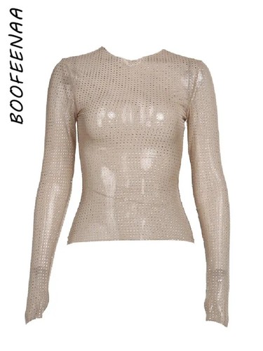 Hohl Spitze Netz durchsichtig Schleife Langarm Crop Tops 2000er Jahre Y2k Kleidung Damen - Bild 7 von 24
