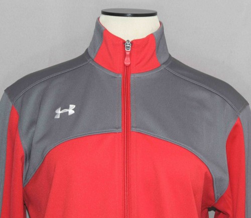 Under Armour Futbolista Red Gray Full Zip Jacket Women's Medium 1259052 Pockets - Picture 2 of 5
