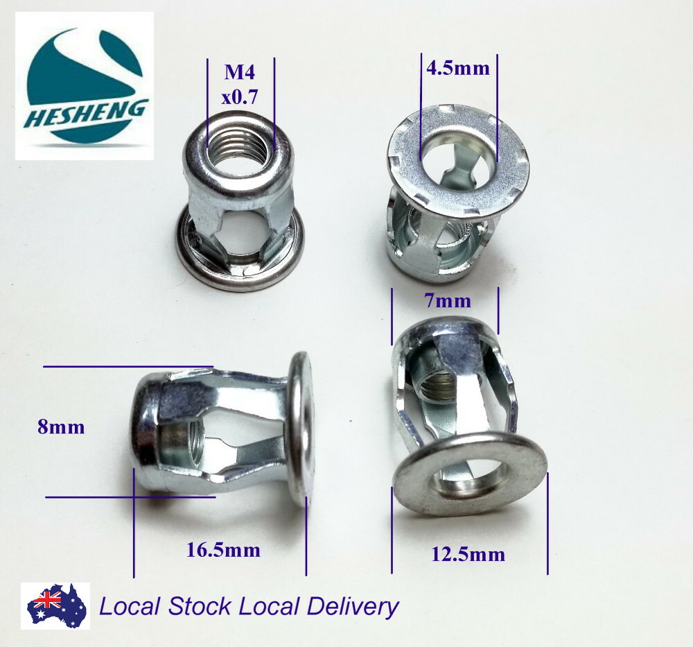 Qty 10 M4 Zinc Plated Steel Blind Jack Nut Threaded Insert