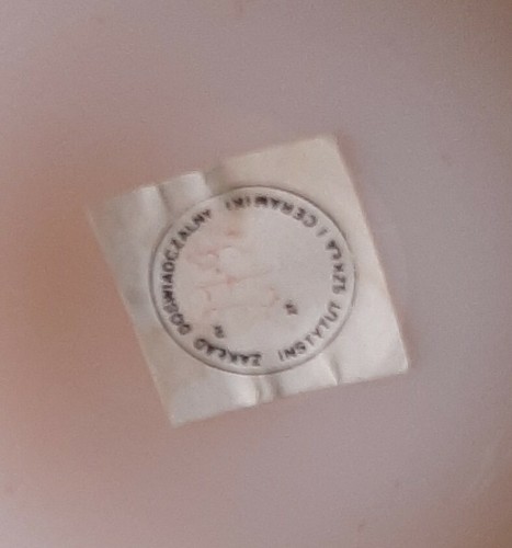 OPALESCENT BLOWN HANDLED BOWL BASKET SZKLA Instytut Krakow Poland   PALE PINK - Picture 5 of 5