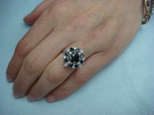 FABERGE IGOR CARL THE NORTHERN STAR NATURAL DIAMONDS AND BLUE SAPPHIRES RING - Picture 6 of 17