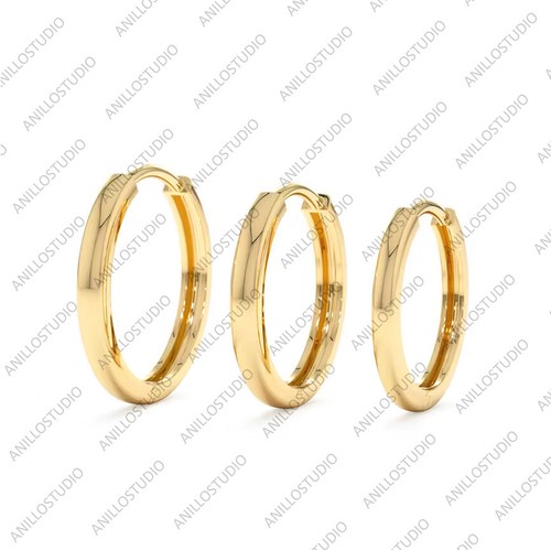 Natural Diamond 14k Yellow Gold Hoop Engagement Earrings - Picture 6 of 8