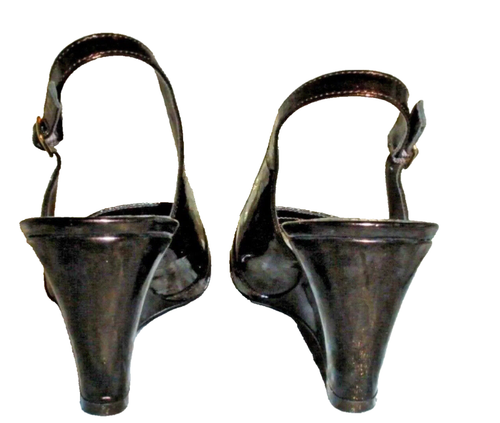 BANDOLINO BRONZE-GOLD PATNT LTHR STRAPPY WEDGE Mules SLINGBAK PUMPS SANDALS 9.5M - Picture 9 of 9