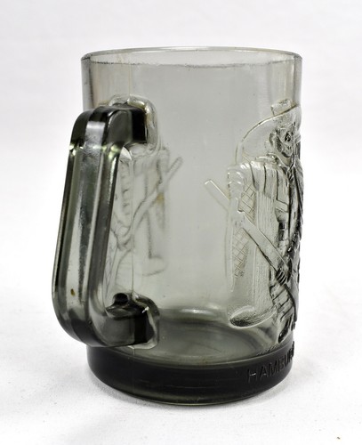 Vintage McDonalds Smoked Glass Mug Tumbler Cup Hamburglar Playing Hockey - Picture 4 of 9