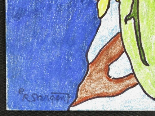 Robert SARGENT, disegno originale a tecnica mista, ara colorati, firmato - Foto 2 di 2