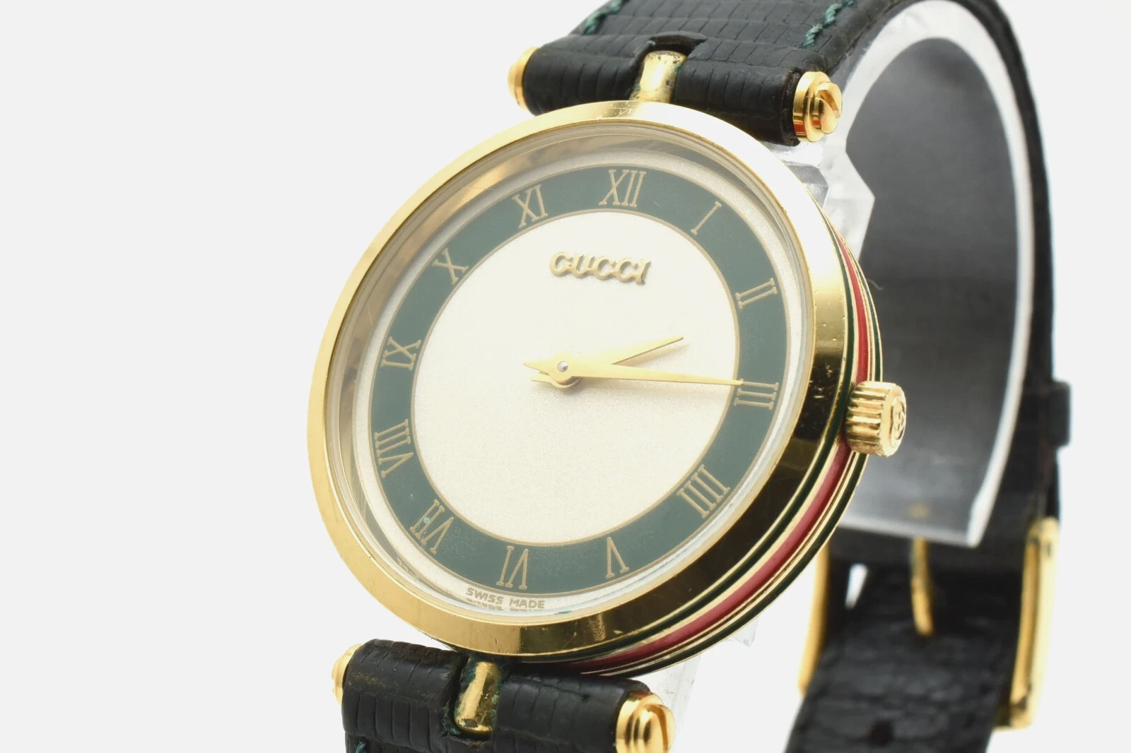 [EXCELLENT+5] MONTRE VINTAGE GUCCI SHELLY LINE 2000 M VERTE FABRICATION SUISSE QUARTZ 30 mm