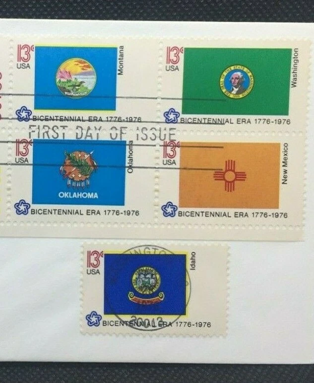 FDC Envelope & Stamp: Commemorating 50 United States ID, MT, NM, OK, WA 1976 - Image 3 of 3