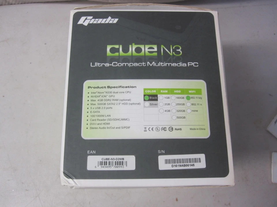 Giada Cube N3 Ultra Compact Multimedia PC w/ Intel Atom N330 and NVIDIA ION GPU - Image 3 of 4