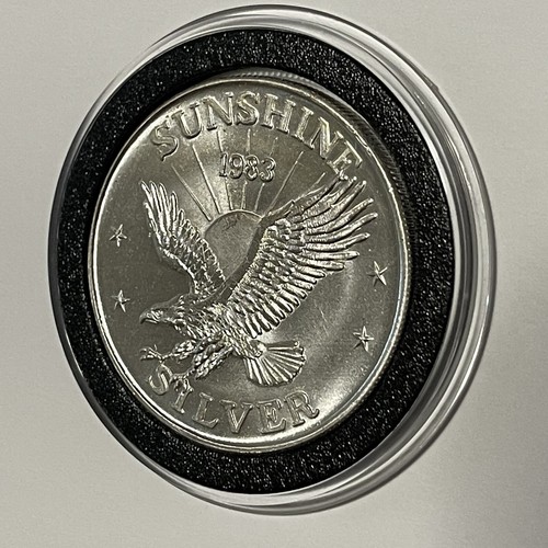 Moneta rara Sunshine American Eagle 1983 da collezione 1 oncia troy .999 argento fine rotonda - Foto 9 di 14