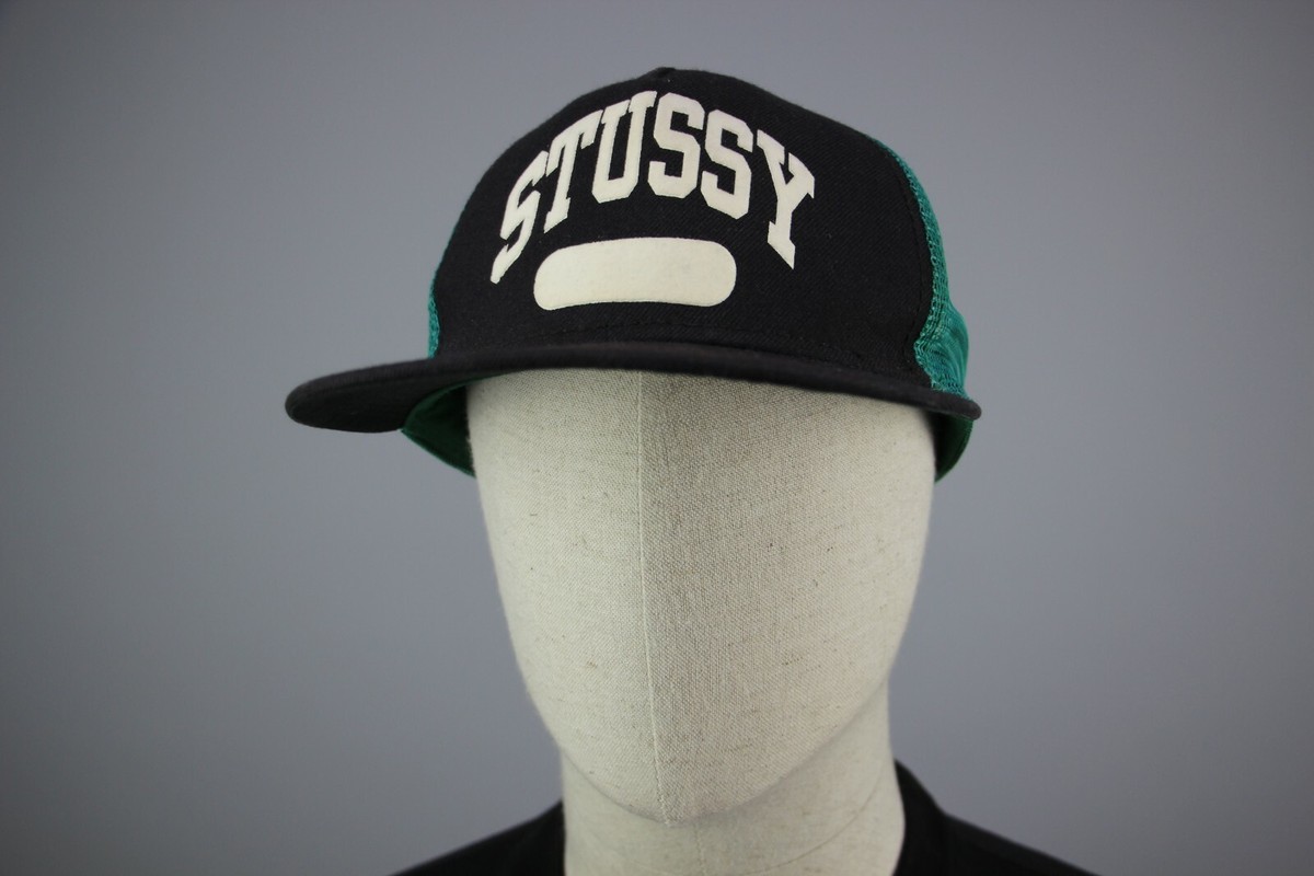 STUSSY Vintage Collection Black/Green TRUCKER MESH CAP One