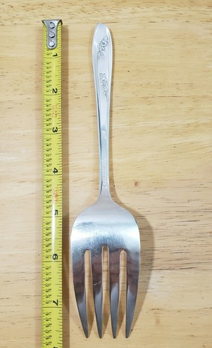 MID CENTURY VINTAGE 1957 LADY FAIR 😘 SILVERPLATED MEAT🥩 SERVING FORK FORK  - Picture 11 of 24