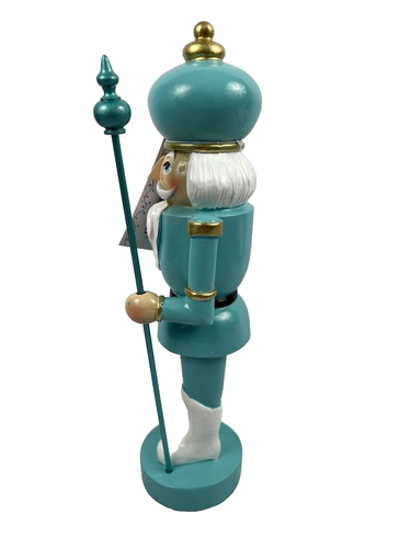 JINGLES & JOY Holiday Christmas Nutcracker Decor 13in Resin Pastel Aqua New - Picture 5 of 5