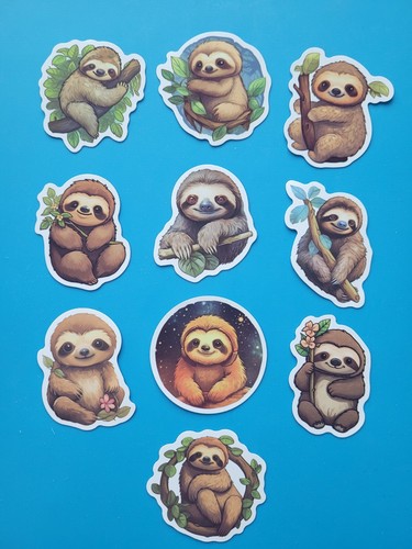 AUFKLEBER x 10 FAULTIER Vinyl Sticker Basteln Faultiere in Bäumen niedlich Sticker SL12B - Bild 15 von 24