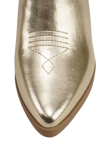 Soda Damen Cowboy Western genäht Absatz Stiefel spitze Zehenpartie mittlerer Schaft ORVILLE Gold - Bild 5 von 5