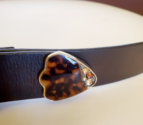 CHICO’S Belt Womens Cowhide Leather Brown w/ Tortoiseshell Buckle & Tip Size L - Picture 4 of 8