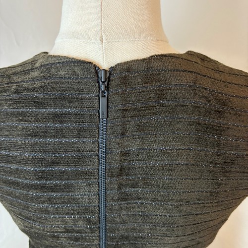 Cue Dress AU 10 Chocolate Brown Curdoroy dMidi Pinstripe Dark Academia Goth - Picture 10 of 15