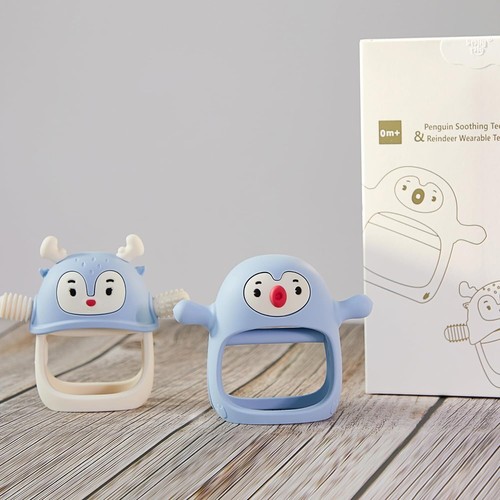 Baby Teething Toys Gift Set 0-18 Months, Penguin and Reindeer 2Pack - Picture 9 of 9
