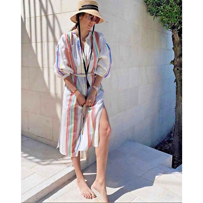 【LEMLEM】eshe ストライプ cotton-blend jacquard kaftan H&M x Lemlem Kaftan Dress Colorful Striped Lyocell New Runs