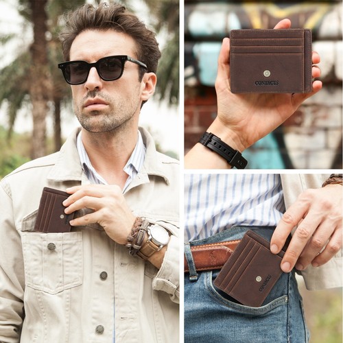 Men RFID Genuine Leather Magic Wallet Purse Money Clip Coin 9 Credit Card Holder - Picture 3 of 10