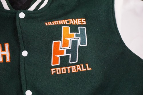Hialeah Hurricanes Football Varsity Jacket Large Coach Style Green White - Picture 4 of 13